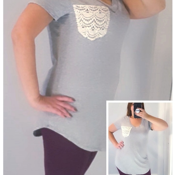Bellino Clothing Tops - NWT! Crochet Pocket Tee Shirt